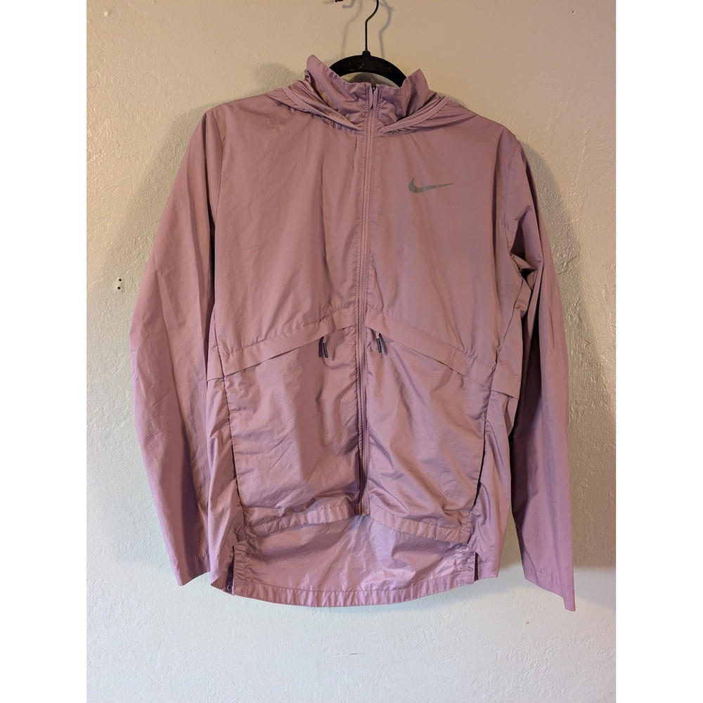 Nike Running Womens Small Hooded Jacket Dusty Pink Mauve Lightweight Windbreaker